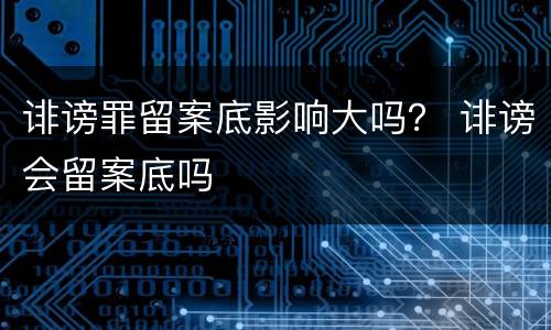 诽谤罪留案底影响大吗？ 诽谤会留案底吗