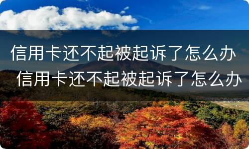 信用卡还不起被起诉了怎么办 信用卡还不起被起诉了怎么办理