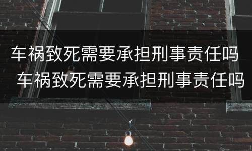 车祸致死需要承担刑事责任吗 车祸致死需要承担刑事责任吗法律