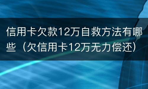 信用卡欠款12万自救方法有哪些（欠信用卡12万无力偿还）