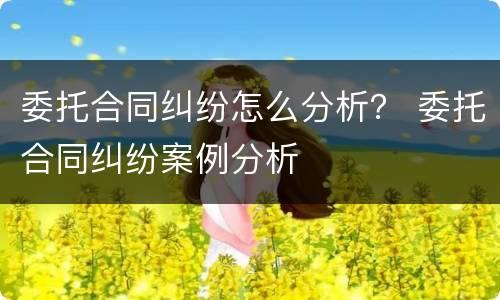 委托合同纠纷怎么分析？ 委托合同纠纷案例分析