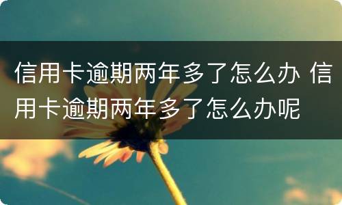 信用卡逾期两年多了怎么办 信用卡逾期两年多了怎么办呢