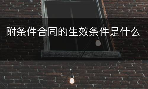 附条件合同的生效条件是什么