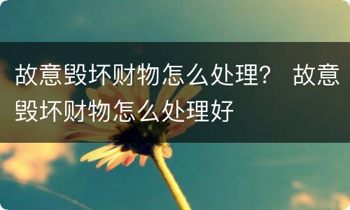 故意毁坏财物怎么处理？ 故意毁坏财物怎么处理好