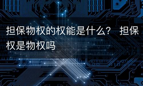 担保物权的权能是什么？ 担保权是物权吗
