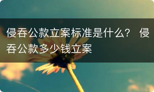 侵吞公款立案标准是什么？ 侵吞公款多少钱立案
