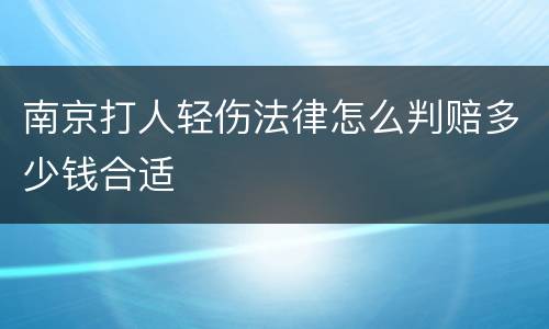 南京打人轻伤法律怎么判赔多少钱合适