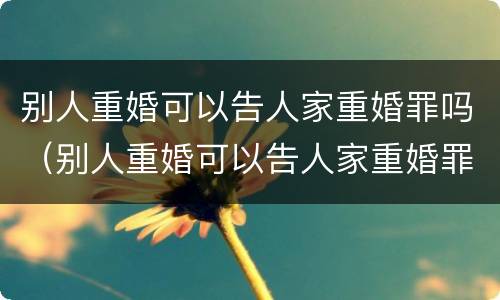 别人重婚可以告人家重婚罪吗（别人重婚可以告人家重婚罪吗怎么判）