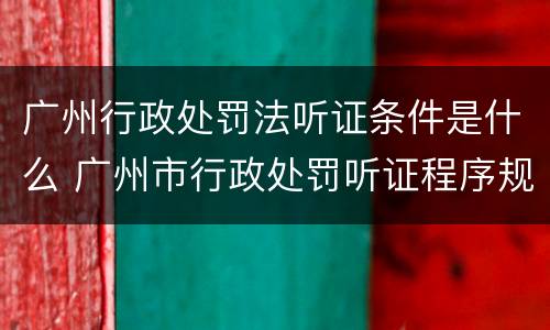 广州行政处罚法听证条件是什么 广州市行政处罚听证程序规定