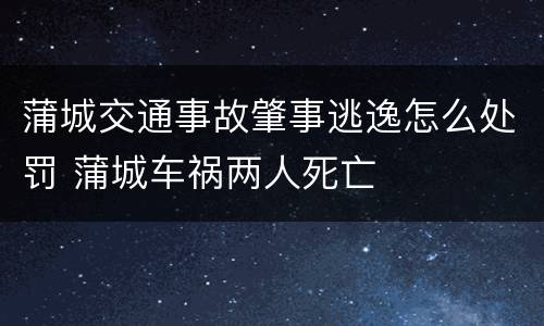 蒲城交通事故肇事逃逸怎么处罚 蒲城车祸两人死亡