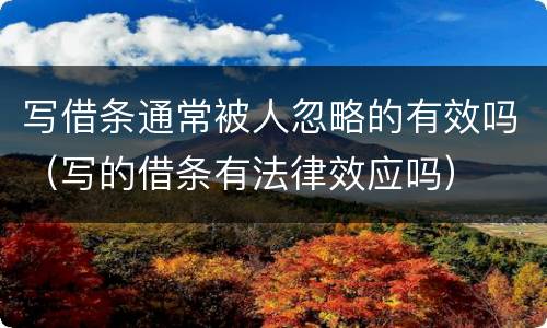 写借条通常被人忽略的有效吗（写的借条有法律效应吗）