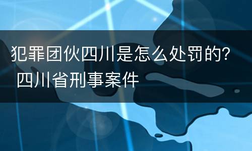 犯罪团伙四川是怎么处罚的？ 四川省刑事案件