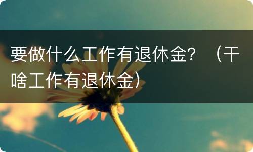 要做什么工作有退休金？（干啥工作有退休金）