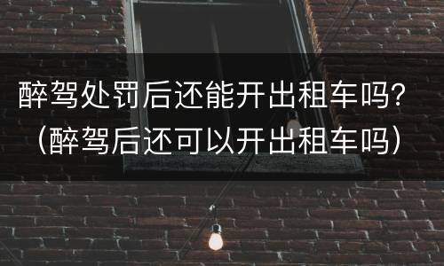 醉驾处罚后还能开出租车吗？（醉驾后还可以开出租车吗）