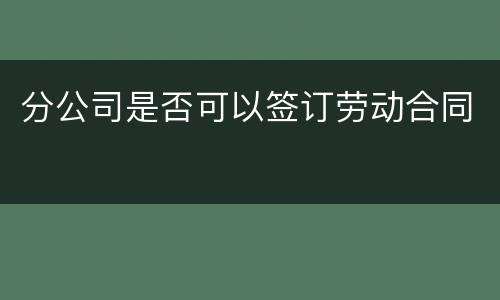分公司是否可以签订劳动合同