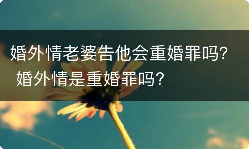 婚外情老婆告他会重婚罪吗？ 婚外情是重婚罪吗?