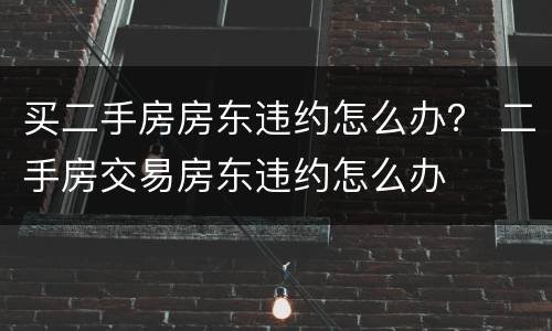买二手房房东违约怎么办？ 二手房交易房东违约怎么办