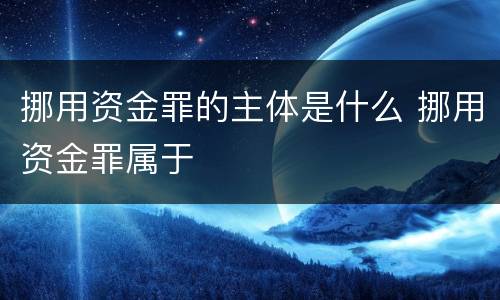 挪用资金罪的主体是什么 挪用资金罪属于