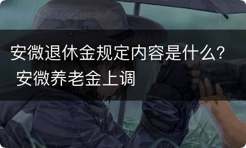安微退休金规定内容是什么？ 安微养老金上调