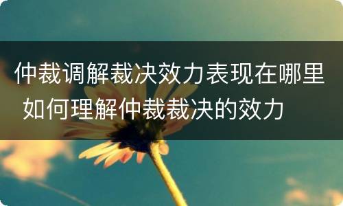 仲裁调解裁决效力表现在哪里 如何理解仲裁裁决的效力