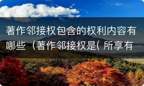 著作邻接权包含的权利内容有哪些（著作邻接权是( 所享有的权利）