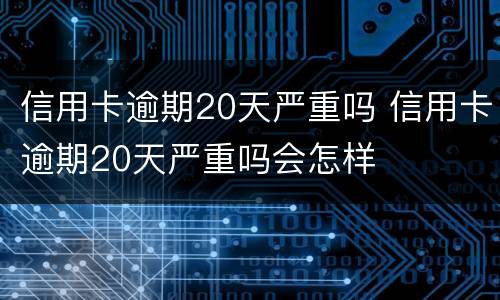 信用卡逾期20天严重吗 信用卡逾期20天严重吗会怎样