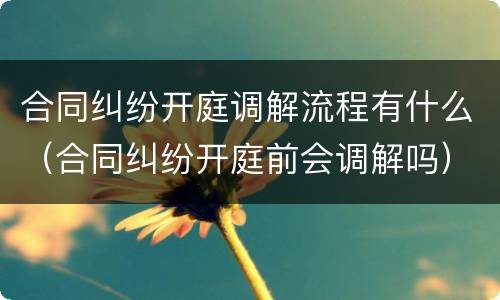 合同纠纷开庭调解流程有什么（合同纠纷开庭前会调解吗）