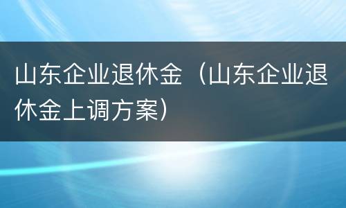 山东企业退休金（山东企业退休金上调方案）