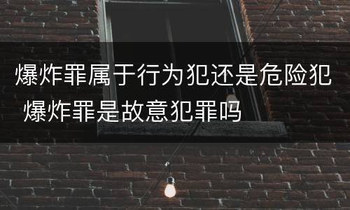 爆炸罪属于行为犯还是危险犯 爆炸罪是故意犯罪吗