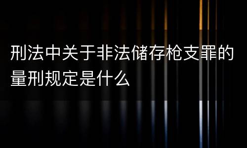 刑法中关于非法储存枪支罪的量刑规定是什么