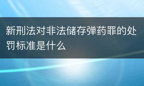 新刑法对非法储存弹药罪的处罚标准是什么