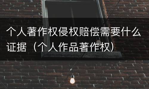 个人著作权侵权赔偿需要什么证据（个人作品著作权）