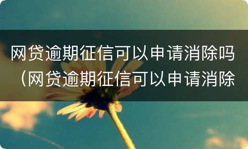 网贷逾期征信可以申请消除吗（网贷逾期征信可以申请消除吗）