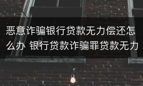 恶意诈骗银行贷款无力偿还怎么办 银行贷款诈骗罪贷款无力偿还