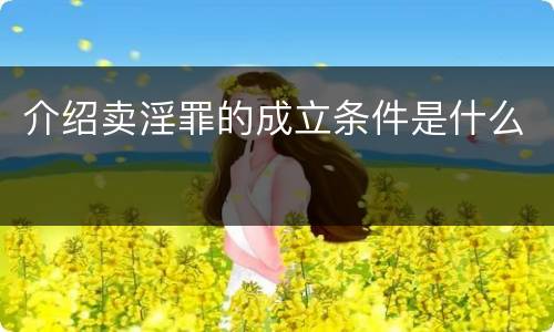 介绍卖淫罪的成立条件是什么
