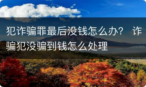 犯诈骗罪最后没钱怎么办？ 诈骗犯没骗到钱怎么处理