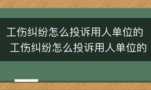 工伤纠纷怎么投诉用人单位的 工伤纠纷怎么投诉用人单位的工作人员