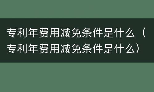 专利年费用减免条件是什么（专利年费用减免条件是什么）