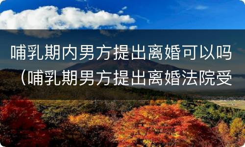 哺乳期内男方提出离婚可以吗（哺乳期男方提出离婚法院受理吗）