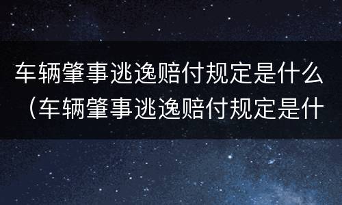 车辆肇事逃逸赔付规定是什么（车辆肇事逃逸赔付规定是什么意思）