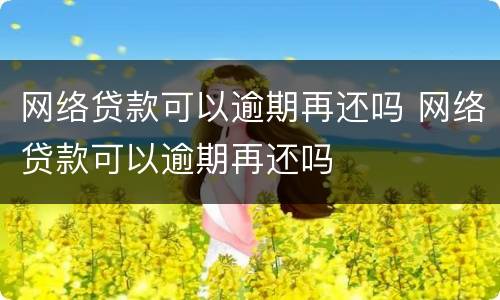 网络贷款可以逾期再还吗 网络贷款可以逾期再还吗