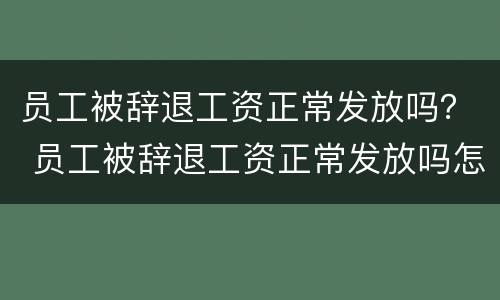 员工被辞退工资正常发放吗？ 员工被辞退工资正常发放吗怎么办