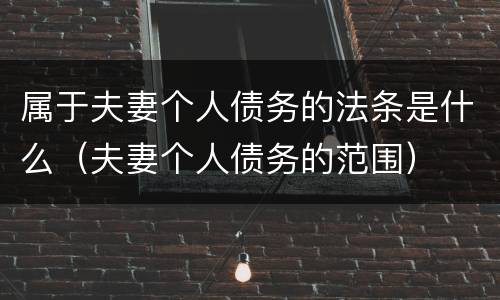 属于夫妻个人债务的法条是什么（夫妻个人债务的范围）