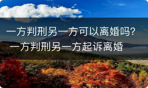 一方判刑另一方可以离婚吗？ 一方判刑另一方起诉离婚