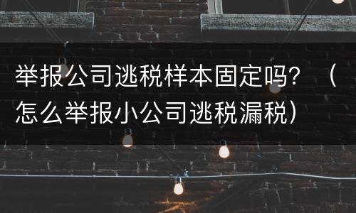 举报公司逃税样本固定吗？（怎么举报小公司逃税漏税）
