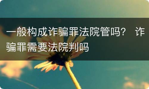 一般构成诈骗罪法院管吗？ 诈骗罪需要法院判吗