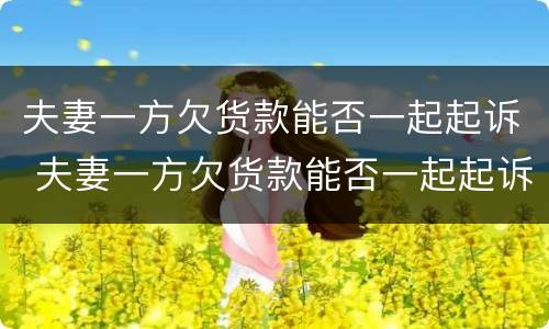 夫妻一方欠货款能否一起起诉 夫妻一方欠货款能否一起起诉离婚