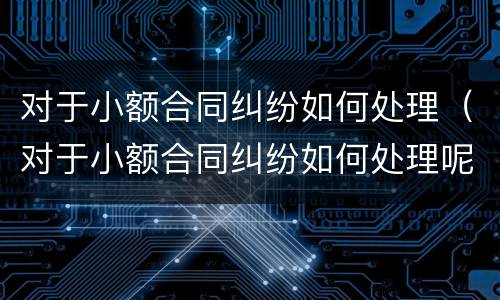 对于小额合同纠纷如何处理（对于小额合同纠纷如何处理呢）