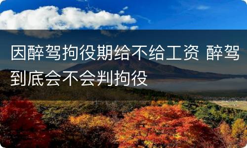 因醉驾拘役期给不给工资 醉驾到底会不会判拘役