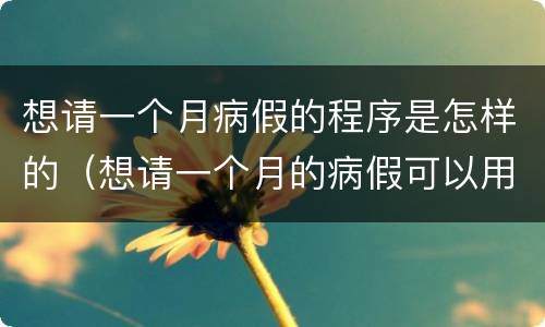 想请一个月病假的程序是怎样的（想请一个月的病假可以用什么病）